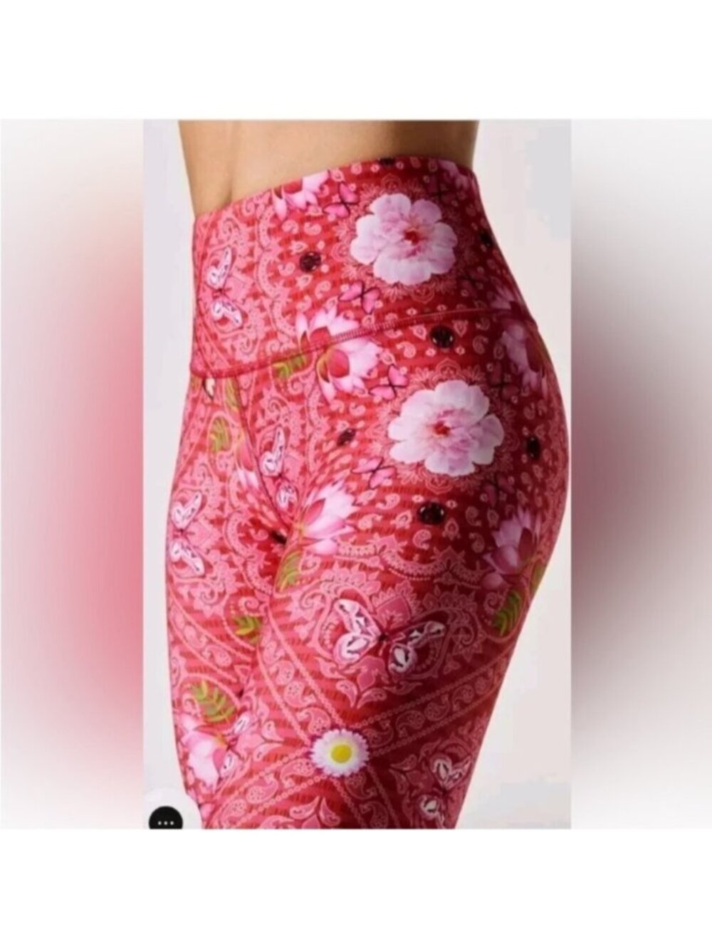 Terez Women's Pink Floral Butterfly Shine Bandana Collage Leggings Size XS